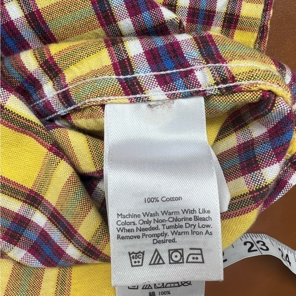 Eddie Bauer Women’s 100% Cotton Yellow Purple
Plaid Button Down Shirt size XL - Picture 5 of 7